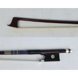 JR LAFLEUR & SON; a late 19th century French silver mounted violin bow, stamped to the shaft.