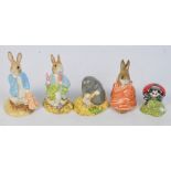 Five Royal Albert Beatrix Potter figures; "Peter and The Red Pocket Chief ", "Poorly Peter