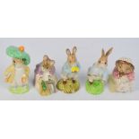 Five Royal Albert Beatrix Potter figures; "Peter Rabbit", "Benjamin Bunny", "Mrs Tiggywinkle Takes