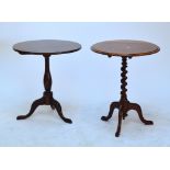 Two early 19th century tripod occasional tables. CONDITION REPORT: Both replaced tops and heavy