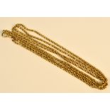 A late Victorian 9ct gold long guard, length 156cm approx 41.2g. CONDITION REPORT: Stamped "A.C.C