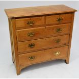 An early 20th century light oak chest of two short and three long graduated drawers, width 107cm.