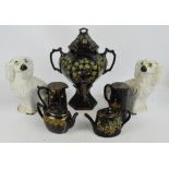 A pair of Victorian Staffordshire spaniels,