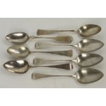 A set of four George III hallmarked silver Old English pattern tablespoons,