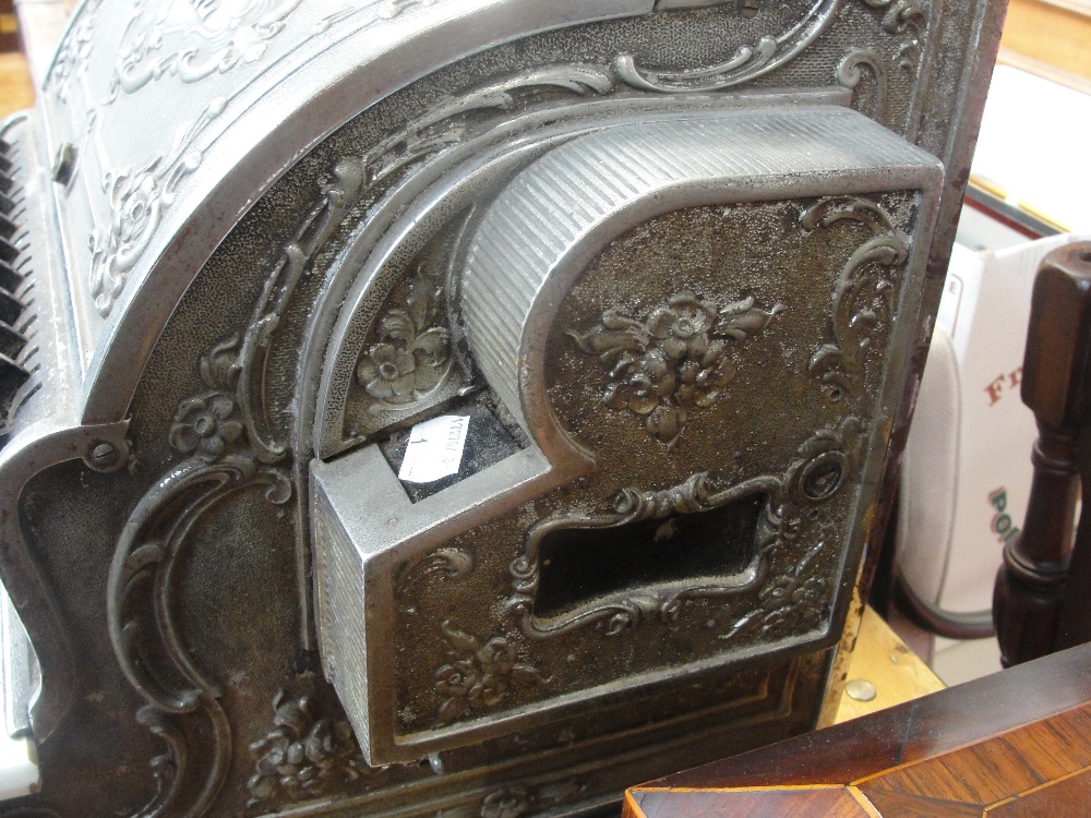 An early 20th century National Cash Register with glazed viewing section, floral embossed main panel - Image 3 of 5