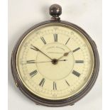 A late 19th century silver cased open face key wind Centre Seconds Chronograph pocket watch,