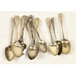 A group of eleven Georgian silver teaspoons including Samuel Neville, Dublin 1812, Wheatley,