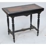 A burr walnut and ebonised Aesthetic Movement late 19th century card table,