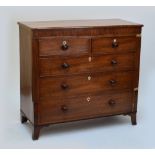 A George IV mahogany chest of drawers, the rectangular top above frieze drawer, two short and