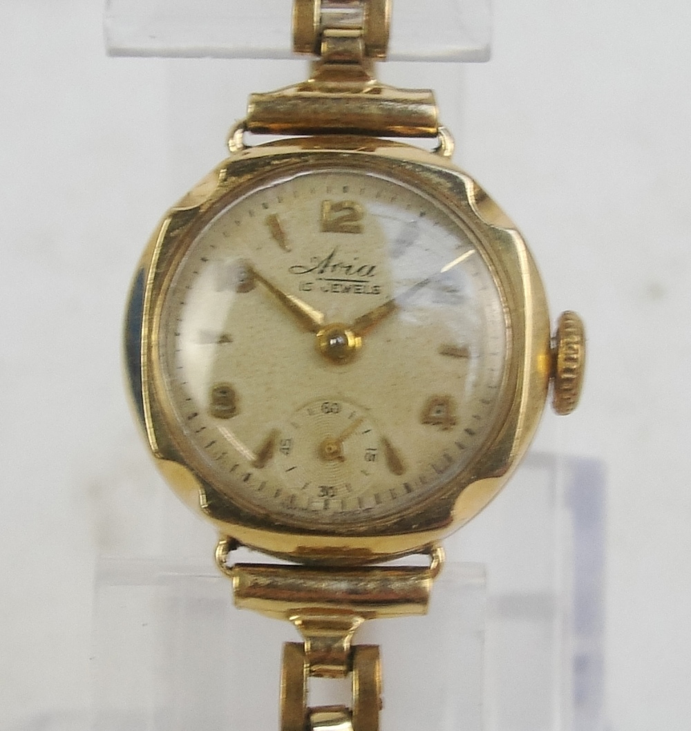 AVIA; a lady's 9ct gold cased wristwatch, the circular dial set with subsidiary seconds.