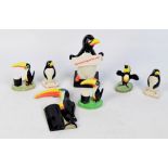 Five small Carlton Ware Guinness figures, three featuring the toucan and two penguins and a