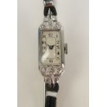 A lady's Art Deco platinum diamond set cocktail watch,