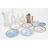 A small collection of ceramics and glass including a Salters Patent Doulton jug decorated with