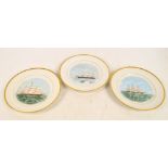 Three cabinet plates painted by Lillian Gary Taylor and inscribed "New York 1925",