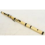 POTTER OF LONDON: a 19th century ivory and white metal mounted three section flute, stamped twice,