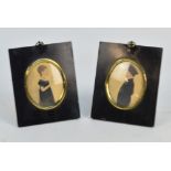 19TH CENTURY ENGLISH SCHOOL; a pair of oval portrait miniatures, young man wearing cap and young
