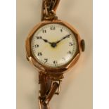 A lady's vintage 9ct gold cased wristwatch,