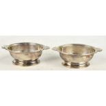 A pair of Elkington & Co silver plated White Star Line oval salts with engraved flag motif and