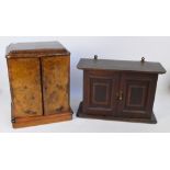 A Victorian walnut miniature chest on associated plinth,