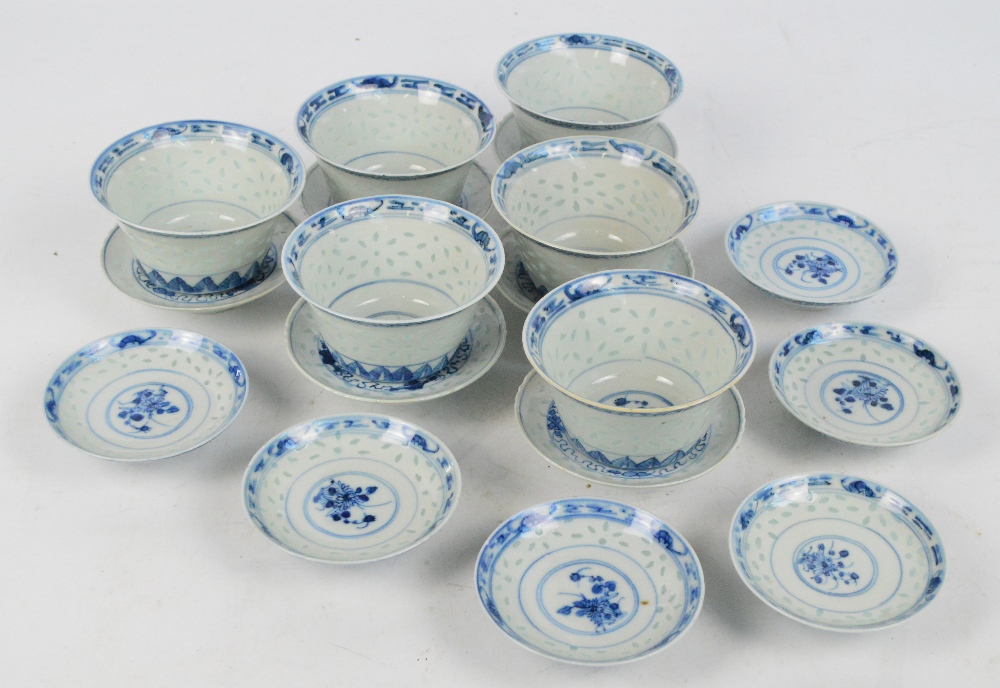 A 20th century Chinese matched set of six rice bowls with covers and saucers,