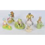 Six Beswick Beatrix Potter figures; "Jeremy Fisher Catches a Fish", "Jemima and Her Ducklings", "