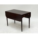 A 19th century mahogany Pembroke table with single end drawer and turned legs, width 98cm.