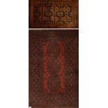 A Keshan rug with device set main panel in stylised border, 215 x 130cm,