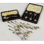 Two sets of six George V hallmarked silver coffee spoons, Levi & Salaman, Birmingham 1920,