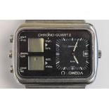 OMEGA; a gentleman's Seamaster Chrono-Quartz stainless steel wristwatch, c.1976, with rounded square