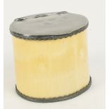 A late Victorian ivory and silver plate mounted biscuit barrel, width 13cm.
