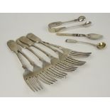 A set of six Victorian hallmarked silver fiddle pattern dessert forks,