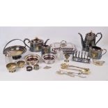 A small quantity of electroplated items including a four piece tea and coffee set,