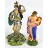 Two 19th century Staffordshire figures, one depicting Diana, stamped Walton to the back of the base,