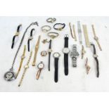 Two vintage 9ct gold cased wristwatches, various fashion watches, pocket watch etc.