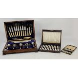 A mahogany cased canteen of plated cutlery,