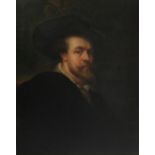 19TH CENTURY ENGLISH SCHOOL after REMBRANDT; oil on canvas, portrait study of a gent, unsigned,