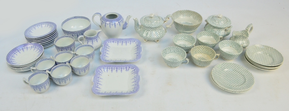 A 19th century Copeland lilac transfer decorated coffee set comprising six cups, five saucers,