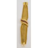 JUVENIA; an 18ct yellow gold manual wind lady's cocktail mesh bracelet wristwatch,