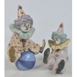 Two Lladro figures of clowns, height 18cm and 13cm (2). CONDITION REPORT: Appears good with no