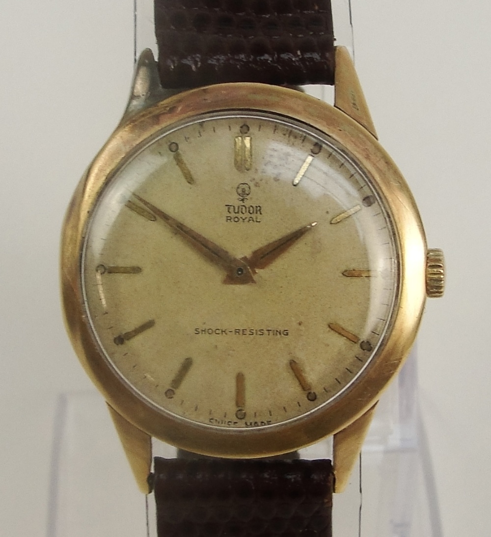 TUDOR FOR ROLEX; a 1950s gentleman's 9ct gold wristwatch,