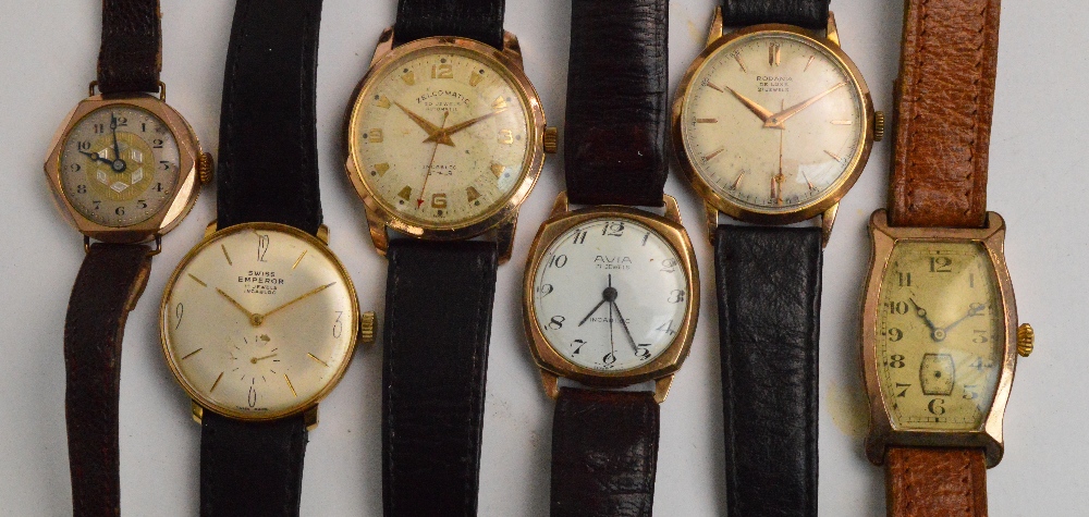 A vintage 9ct gold cased lady's wristwatch, a gentleman's wristwatch,