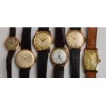 A vintage 9ct gold cased lady's wristwatch, a gentleman's wristwatch,
