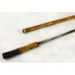 A late 19th century bamboo swordstick with etched blade to both sides, length 93cm. CONDITION