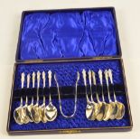 A cased harlequin set of twelve silver plated apostle spoons.