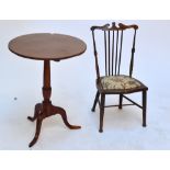 A 19th century tripod occasional table with circular top, and a side chair (2).