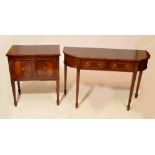 A reproduction brass mounted hall table, and a two drawer cabinet (2). CONDITION REPORT: Very poor