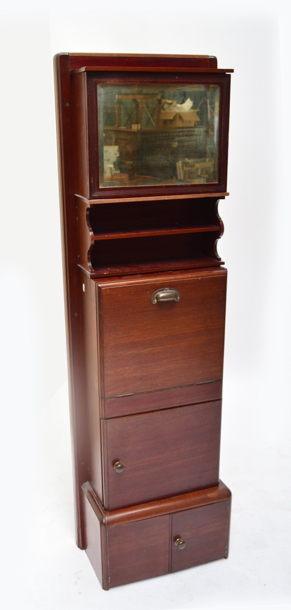 An early 20th century mahogany railway sleeper vanity unit,