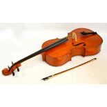 A modern Romanian cello with label for Andreas Teller, length of back 76cm,