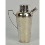ASPREY & CO; a silver plated cocktail shaker complete with cap, impressed mark to base, no.290,