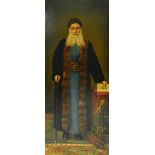 UNATTRIBUTED; oil on canvas, an early 20th century full length portrait "Nissim Levy Bairacli,